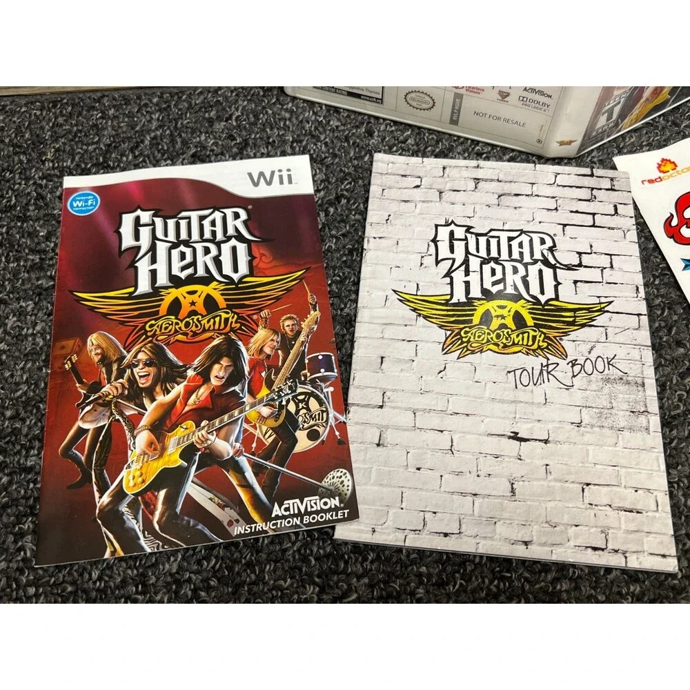 Guitar Hero: Aerosmith (Nintendo Wii) Complete w/ Manual & Guitar Decals CIB